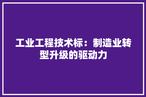 工业工程技术标：制造业转型升级的驱动力 现代风格装饰