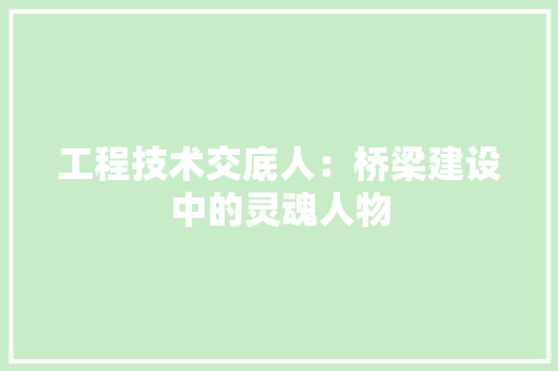 工程技术交底人：桥梁建设中的灵魂人物 现代风格装饰