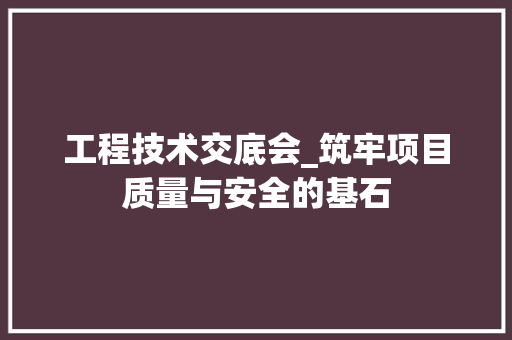 工程技术交底会_筑牢项目质量与安全的基石 现代风格装饰