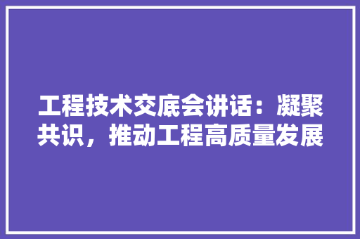 工程技术交底会讲话：凝聚共识，推动工程高质量发展 现代风格装饰