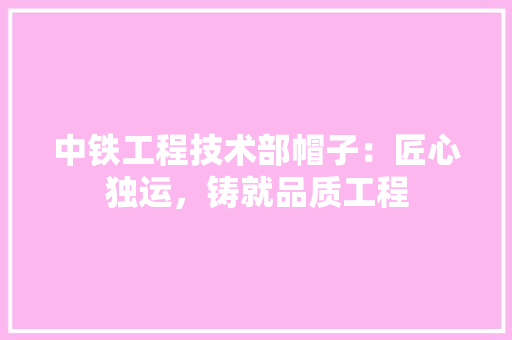 中铁工程技术部帽子：匠心独运，铸就品质工程