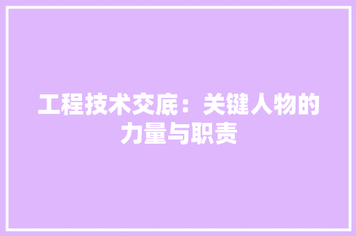 工程技术交底：关键人物的力量与职责 现代风格装饰