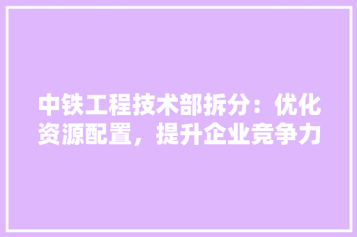 中铁工程技术部拆分：优化资源配置，提升企业竞争力 家居装修