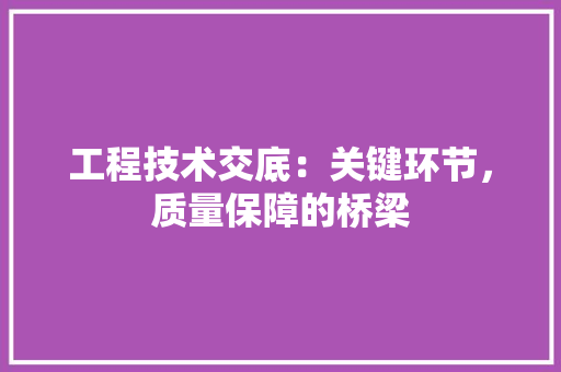 工程技术交底：关键环节，质量保障的桥梁 现代风格装饰