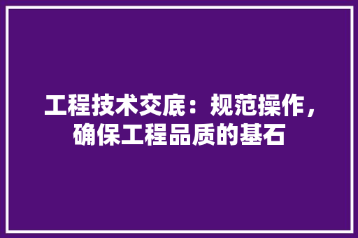 工程技术交底：规范操作，确保工程品质的基石 现代风格装饰