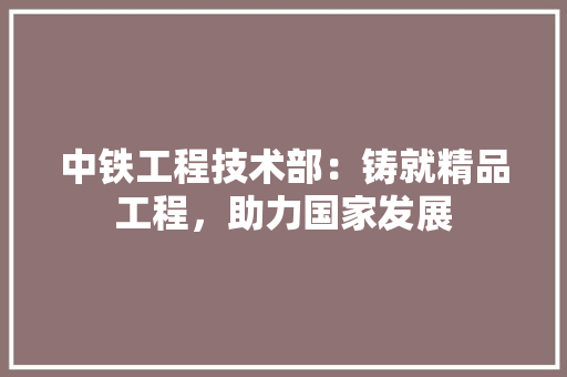 中铁工程技术部：铸就精品工程，助力国家发展 家居装修