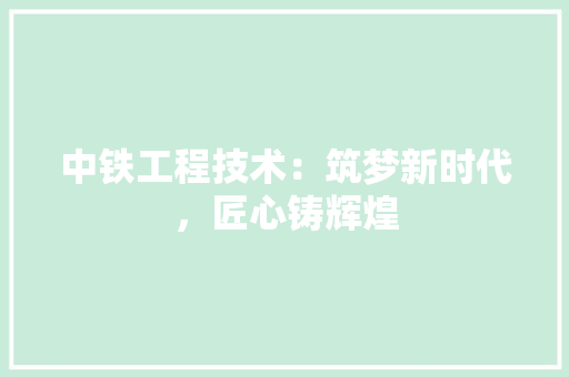 中铁工程技术：筑梦新时代，匠心铸辉煌 家居装修