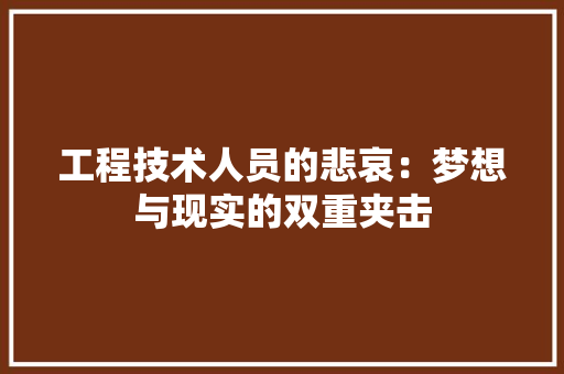 工程技术人员的悲哀：梦想与现实的双重夹击 现代风格装饰