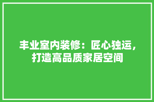 丰业室内装修：匠心独运，打造高品质家居空间 家居装修