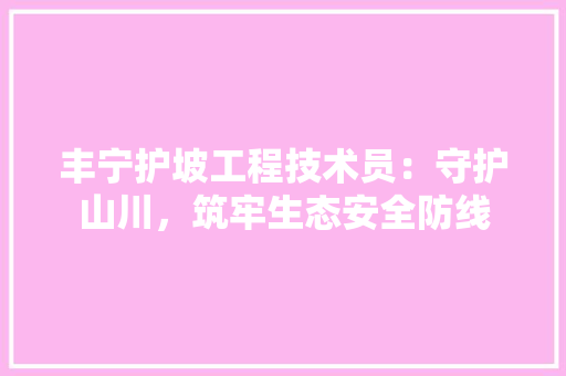 丰宁护坡工程技术员：守护山川，筑牢生态安全防线 家居装修