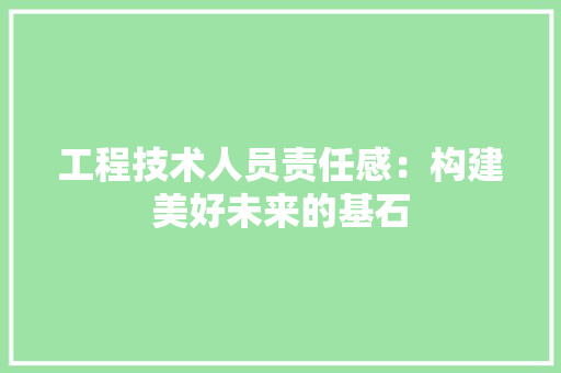 工程技术人员责任感：构建美好未来的基石 现代风格装饰