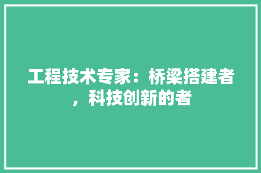 工程技术专家：桥梁搭建者，科技创新的者 现代风格装饰