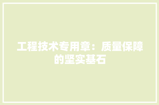 工程技术专用章：质量保障的坚实基石 现代风格装饰