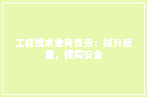 工程技术业务自查：提升质量，保障安全 现代风格装饰