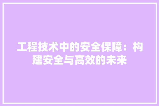 工程技术中的安全保障：构建安全与高效的未来 现代风格装饰