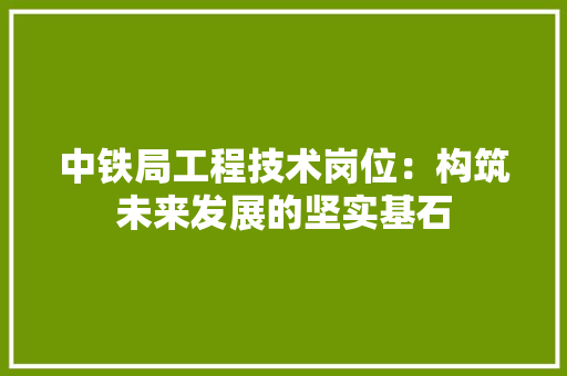 中铁局工程技术岗位：构筑未来发展的坚实基石