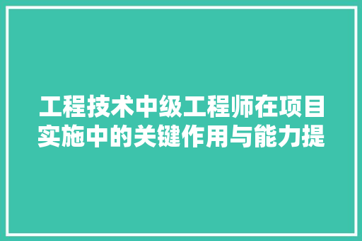 工程技术中级工程师在项目实施中的关键作用与能力提升步骤 现代风格装饰