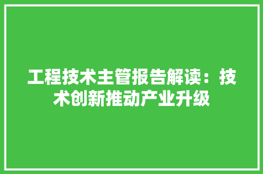 工程技术主管报告解读：技术创新推动产业升级 现代风格装饰