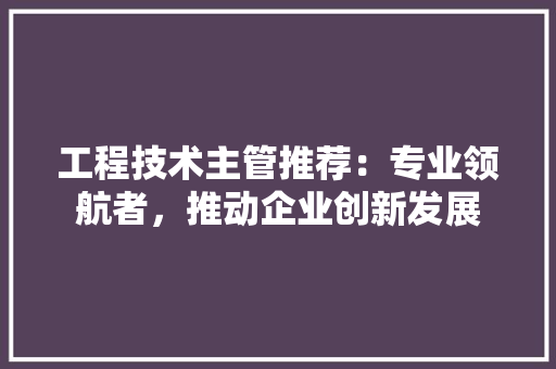 工程技术主管推荐：专业领航者，推动企业创新发展 现代风格装饰