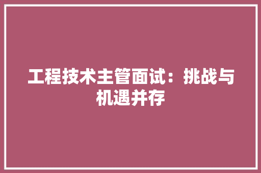 工程技术主管面试：挑战与机遇并存 现代风格装饰
