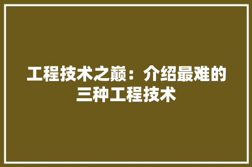 工程技术之巅：介绍最难的三种工程技术 现代风格装饰