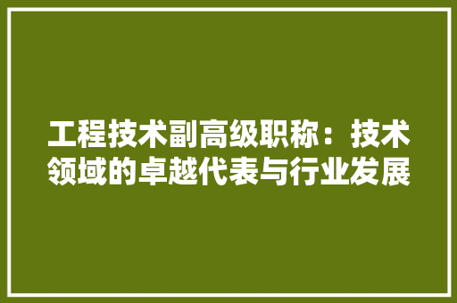 工程技术副高级职称：技术领域的卓越代表与行业发展的推动力 现代风格装饰