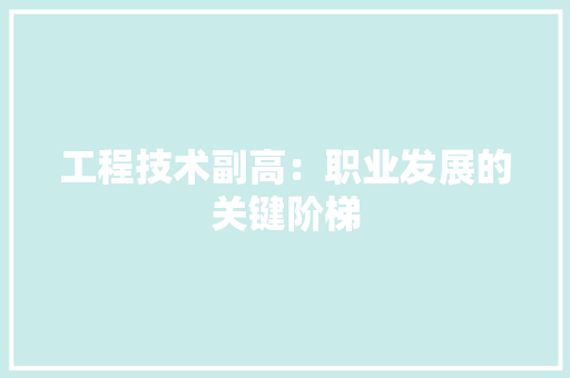 工程技术副高：职业发展的关键阶梯 现代风格装饰