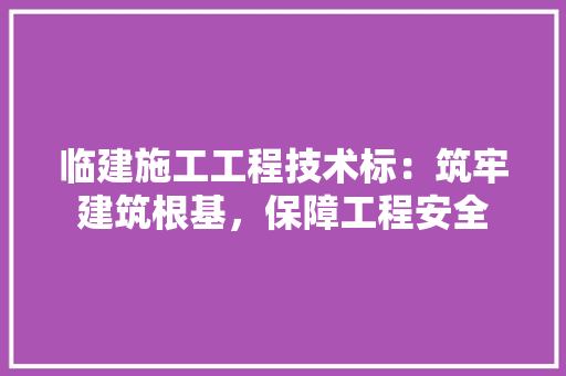 临建施工工程技术标：筑牢建筑根基，保障工程安全 家居装修