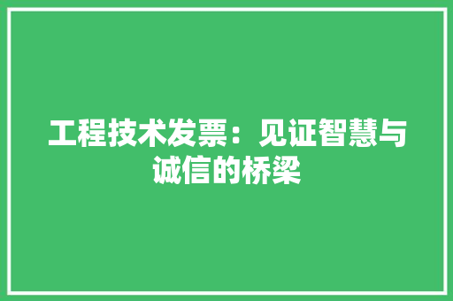 工程技术发票：见证智慧与诚信的桥梁 现代风格装饰