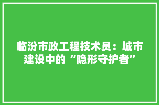 临汾市政工程技术员：城市建设中的“隐形守护者” 家居装修