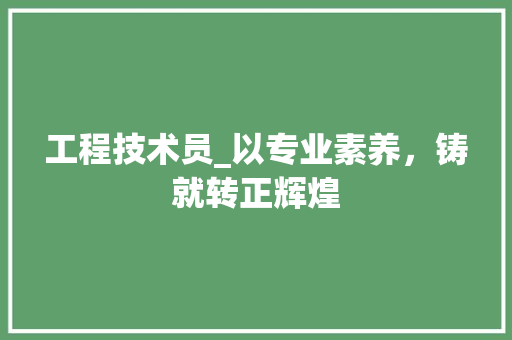 工程技术员_以专业素养，铸就转正辉煌 现代风格装饰