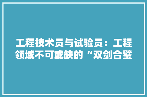 工程技术员与试验员：工程领域不可或缺的“双剑合璧” 现代风格装饰