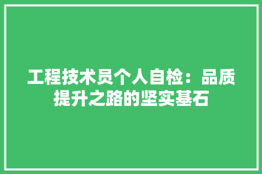 工程技术员个人自检：品质提升之路的坚实基石 现代风格装饰