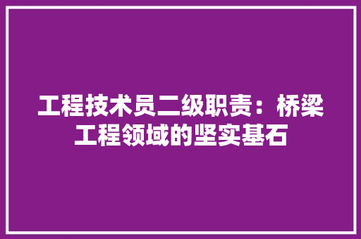 工程技术员二级职责：桥梁工程领域的坚实基石 现代风格装饰