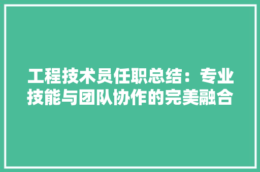 工程技术员任职总结：专业技能与团队协作的完美融合 现代风格装饰