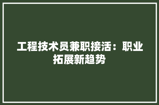 工程技术员兼职接活：职业拓展新趋势 现代风格装饰