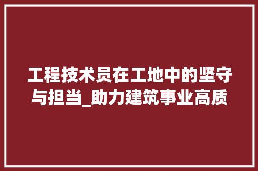 工程技术员在工地中的坚守与担当_助力建筑事业高质量发展 现代风格装饰