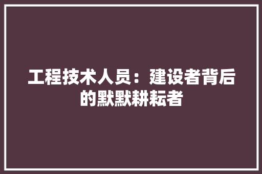 工程技术人员：建设者背后的默默耕耘者 现代风格装饰