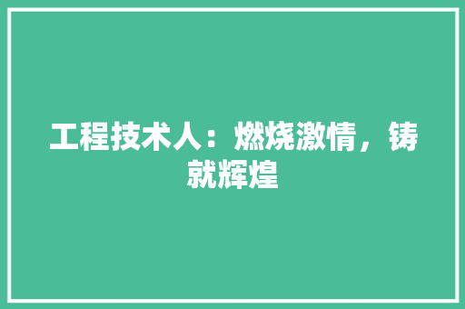 工程技术人：燃烧激情，铸就辉煌 现代风格装饰