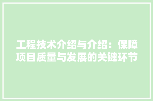 工程技术介绍与介绍：保障项目质量与发展的关键环节 现代风格装饰