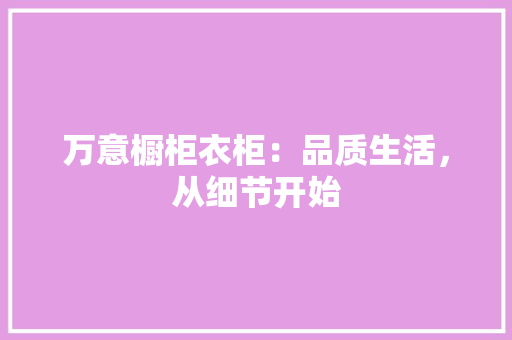 万意橱柜衣柜：品质生活，从细节开始 家居装修