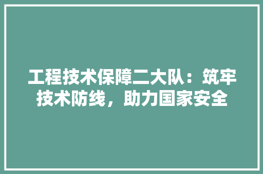 工程技术保障二大队：筑牢技术防线，助力国家安全 现代风格装饰