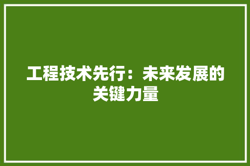 工程技术先行：未来发展的关键力量 现代风格装饰