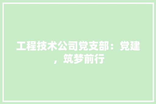 工程技术公司党支部：党建，筑梦前行