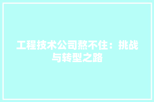 工程技术公司熬不住：挑战与转型之路 现代风格装饰