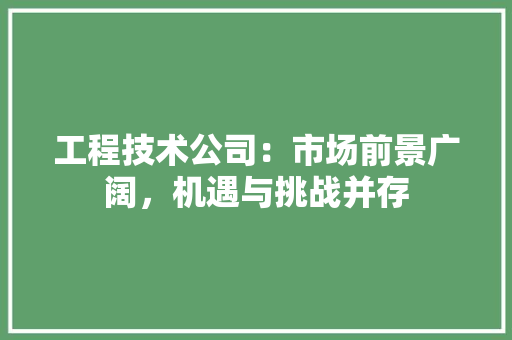 工程技术公司：市场前景广阔，机遇与挑战并存 现代风格装饰