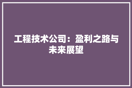 工程技术公司：盈利之路与未来展望 现代风格装饰