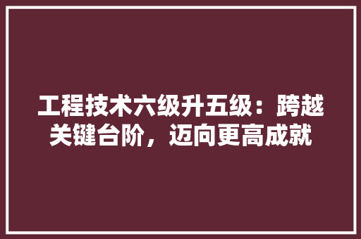 工程技术六级升五级：跨越关键台阶，迈向更高成就 现代风格装饰