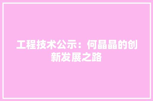 工程技术公示：何晶晶的创新发展之路 现代风格装饰