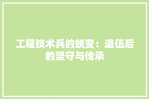 工程技术兵的蜕变：退伍后的坚守与传承 现代风格装饰